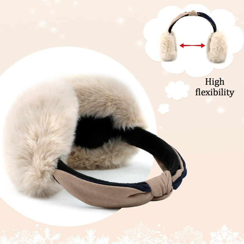FSTEOE Women Winter Ear Muffs Foldable Girl Ear Warmer Fashion Furry Earmuff Soft Ear Cover Cold Weather - Image 3